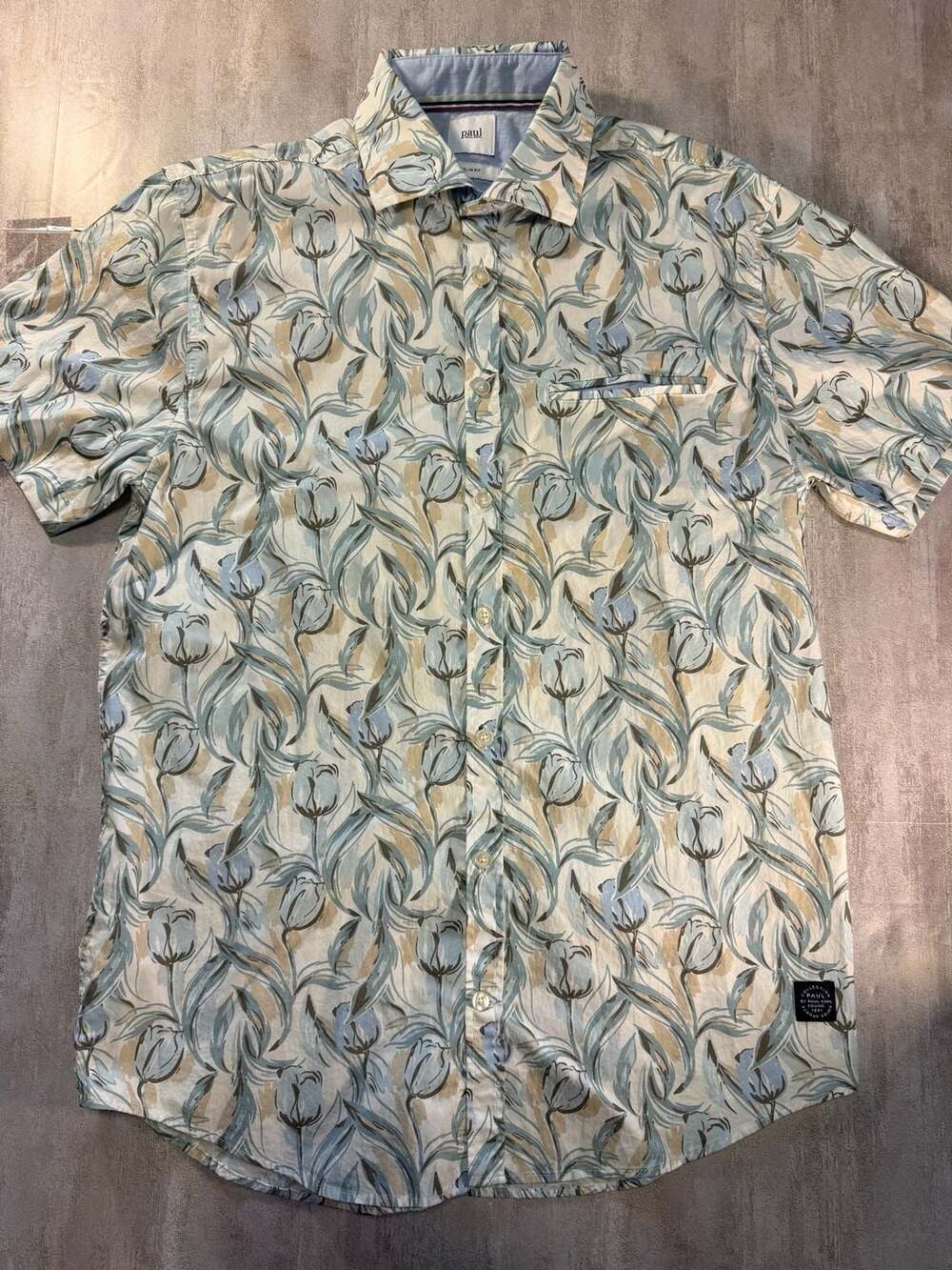 Paul Kehl Slim Fit Short Sleeve Floral Tulip Print Button Down Shirt Size M